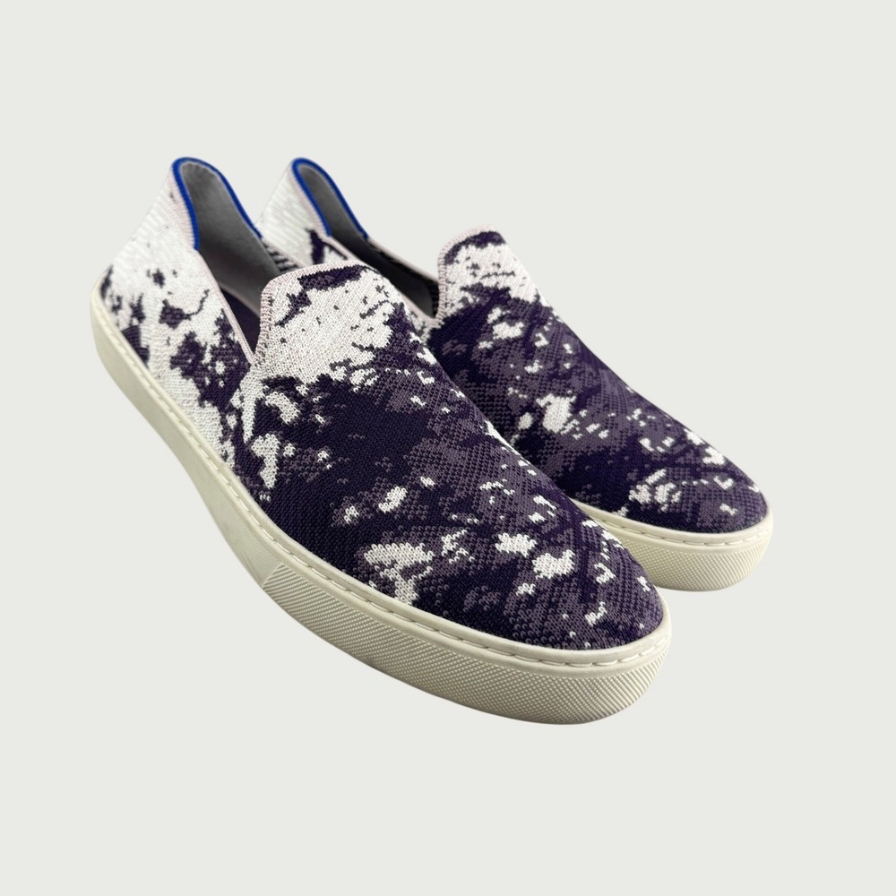 Rothys Womens The Sneaker Purple White Camo Knit Slip On Shoes Size 11
